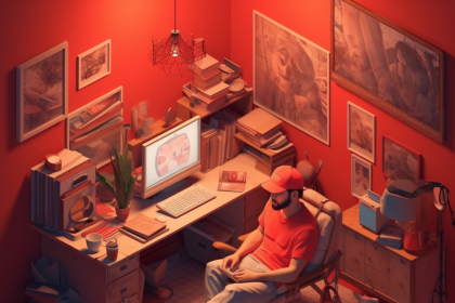 Freelancer in his red room, 32 bit isometric